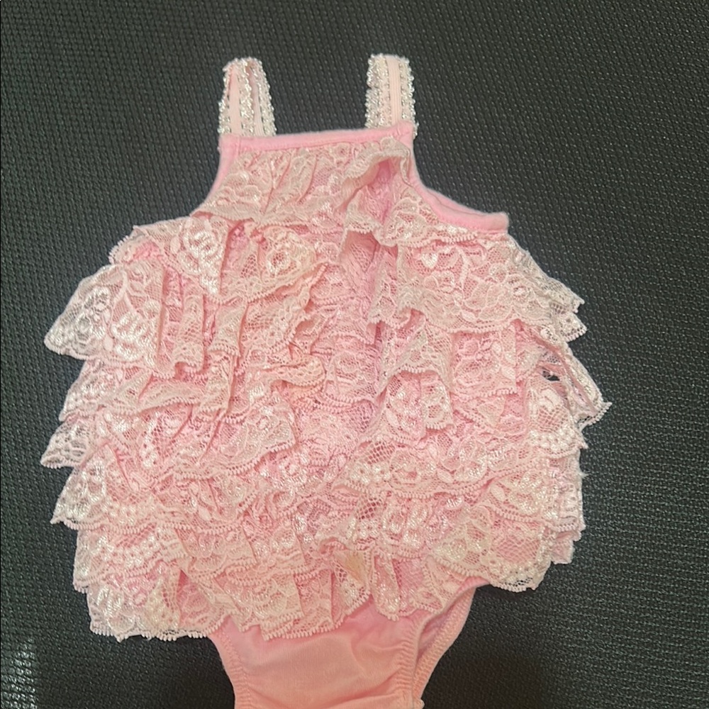 Pink Lace Ruffle Baby Romper